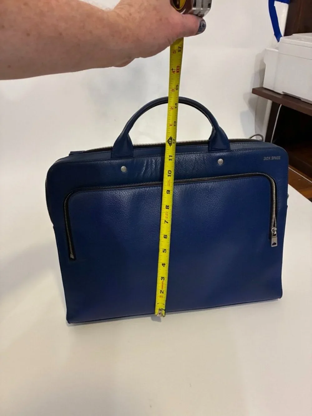 Jack Spade Mason Leather Slim Briefcase Cobalt Blue